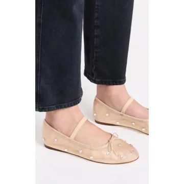 JORISTIMO Classic Comfort Crystal Mesh Ballet Flats for Women