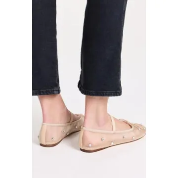 JORISTIMO Classic Comfort Crystal Mesh Ballet Flats for Women
