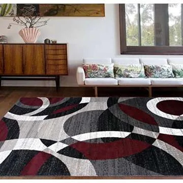 Rugshop 3x5 Contemporary Abstract Circles Area Rug in Red