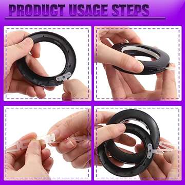 Swpeet 20 Pack Black Plastic Curtain Grommets, Inner Diameter 40mm-1.7Inch Silencer Sliding Black Sheers Curtain Grommets, Curtain Eyelet Ring Black Low Noise Curtain Rings for Window Curtain Hanging