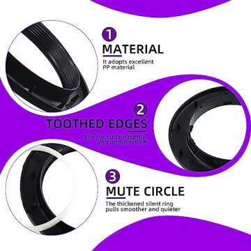 Swpeet 20 Pack Black Plastic Curtain Grommets, Inner Diameter 40mm-1.7Inch Silencer Sliding Black Sheers Curtain Grommets, Curtain Eyelet Ring Black Low Noise Curtain Rings for Window Curtain Hanging