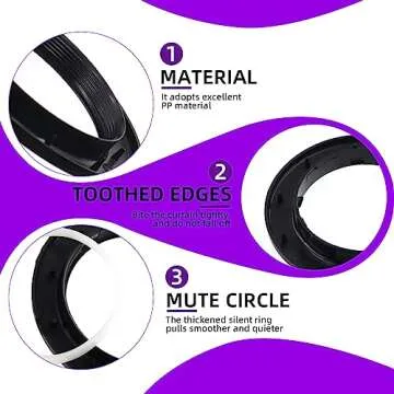 Swpeet 20 Pack Black Plastic Curtain Grommets, Inner Diameter 40mm-1.7Inch Silencer Sliding Black Sheers Curtain Grommets, Curtain Eyelet Ring Black Low Noise Curtain Rings for Window Curtain Hanging