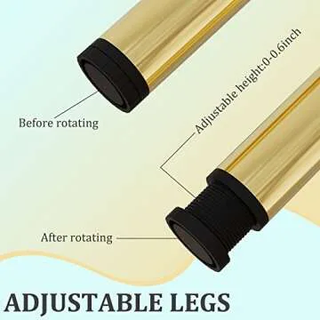 M MIMHOOY Furniture Legs 4 inches, Legs for Furniture Modern Metal Legs Furniture Feet Replacement Leg Set of 4 (Gold)