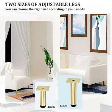 M MIMHOOY Furniture Legs 4 inches, Legs for Furniture Modern Metal Legs Furniture Feet Replacement Leg Set of 4 (Gold)