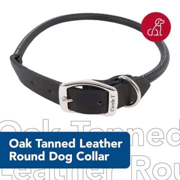 Coastal Pet Circle T Oak Tanned Leather Round Dog Collar - Enhanced Comfort for Sensitive Dogs