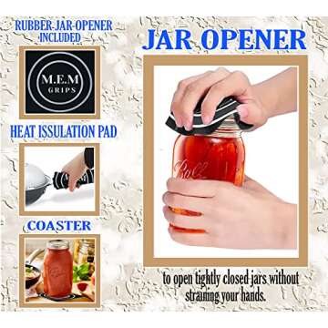 Regular Mouth, 12 Lids with Bands per Pack - (2 Pack) - Ball Regular Mouth Lids and Bands - Canning Lids and Bands Regular Mouth For Ball, and Kerr Mason Jars + M.E.M Rubber Jar Opener Included