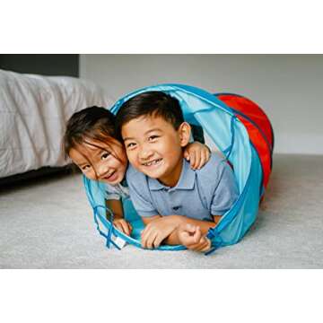 Chuckle & Roar - Pop Up Play Tunnel - Active Play for Toddlers - Preschool pop up Tent Companion - Ages 3 and up - Rainbow Tunnel