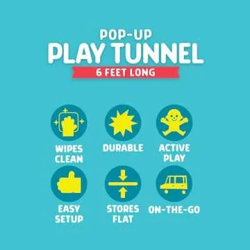 Chuckle & Roar - Pop Up Play Tunnel - Active Play for Toddlers - Preschool pop up Tent Companion - Ages 3 and up - Rainbow Tunnel