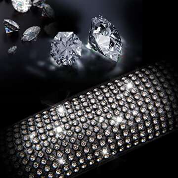 CAR PASS Diamond Black Leather Steering Wheel Cover