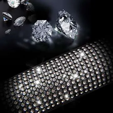 CAR PASS Diamond Black Leather Steering Wheel Cover