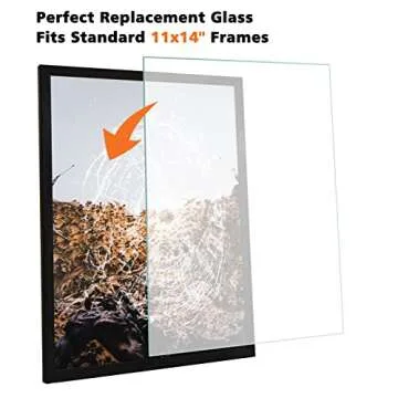 Egofine 11x14 Heat-Strengthened Glass Replacement for Picture Frame (Crystal Clear, 2 Pack), Replacement Glass for 11 by 14 Photo Frame, Semi-Tempered Glass Cover Sheet