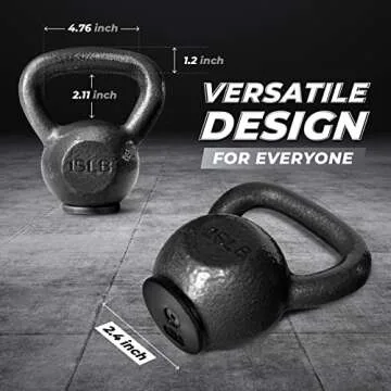 Yes4All Cast Iron Kettlebell with Rubber Base - 15 LBS