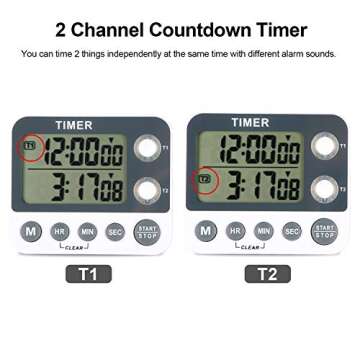 AIMILAR Digital Countdown Kitchen Timer - Dual Channel, Magnetic