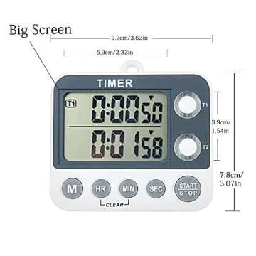 AIMILAR Digital Countdown Kitchen Timer - Dual Channel, Magnetic