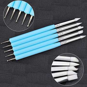 Silicone Clay Sculpting Tools, Polymer Modeling Clay Dotting Tool Set Kit for Pottery Sculpture, Cak...
