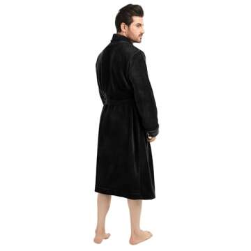 NY Threads Luxurious Mens Shawl Collar Fleece Bathrobe Long Spa Robe