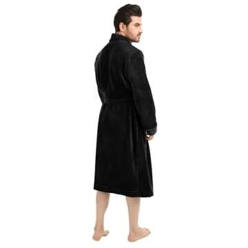NY Threads Luxurious Mens Shawl Collar Fleece Bathrobe Long Spa Robe