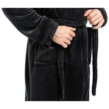 NY Threads Luxurious Mens Shawl Collar Fleece Bathrobe Long Spa Robe