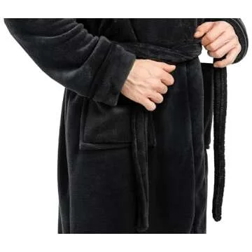 NY Threads Luxurious Mens Shawl Collar Fleece Bathrobe Long Spa Robe
