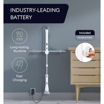 Electric Spin Scrubber, 360 Cordless Powerful Scrub Brush for Cleaning Bathroom, Tile, Floor, Tub & Shower with Adjustable Extension Handle and 3 Replaceable Rotating Brush Heads (Packaging May Vary)