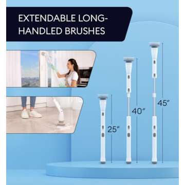 Electric Spin Scrubber, 360 Cordless Powerful Scrub Brush for Cleaning Bathroom, Tile, Floor, Tub & Shower with Adjustable Extension Handle and 3 Replaceable Rotating Brush Heads (Packaging May Vary)