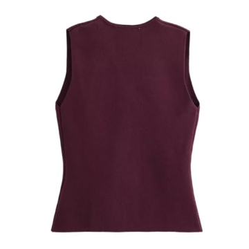 Elegant Dsewpaur Women Button Sweater Vest in Burgundy