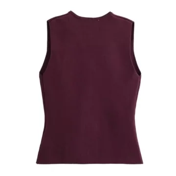 Elegant Dsewpaur Women Button Sweater Vest in Burgundy