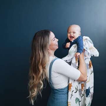 Little Unicorn Cotton Muslin Swaddle Blankets (set Of 3) - Dino Friends, Blue, Green, Navy