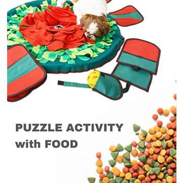 Sniffiz SmellyMatty Snuffle Mat for Dogs - Enrichment Hide & Seek Treat Toys (Large Nosework Sniff Mat + Food Puzzles) - Interactive IQ Game for Boredom (Spring Garden (5 Food Puzzles))