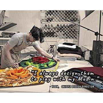 Sniffiz SmellyMatty Snuffle Mat for Dogs - Enrichment Hide & Seek Treat Toys (Large Nosework Sniff Mat + Food Puzzles) - Interactive IQ Game for Boredom (Spring Garden (5 Food Puzzles))