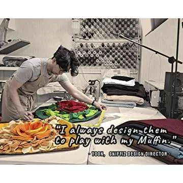 Sniffiz SmellyMatty Snuffle Mat for Dogs - Enrichment Hide & Seek Treat Toys (Large Nosework Sniff Mat + Food Puzzles) - Interactive IQ Game for Boredom (Spring Garden (5 Food Puzzles))