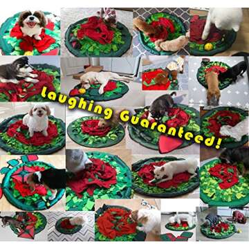 Sniffiz SmellyMatty Snuffle Mat for Dogs - Enrichment Hide & Seek Treat Toys (Large Nosework Sniff Mat + Food Puzzles) - Interactive IQ Game for Boredom (Spring Garden (5 Food Puzzles))