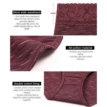 Altheanray Cotton Hipster Panties for Women Lace Hiphugger Panties Bikini Underwear Pack(AWB3020XL-G...
