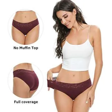 Altheanray Cotton Hipster Panties for Women Lace Hiphugger Panties Bikini Underwear Pack(AWB3020XL-Gray Line2)