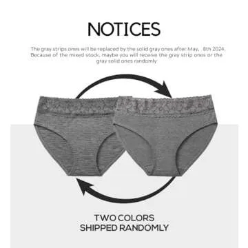 Altheanray Cotton Hipster Panties for Women Lace Hiphugger Panties Bikini Underwear Pack(AWB3020XL-Gray Line2)