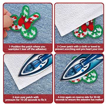 Whaline 26Pcs Fun Christmas Iron-On Patches for Crafts