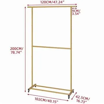 Sywhitta Gold Double Rod Garment Rack for Easy Storage