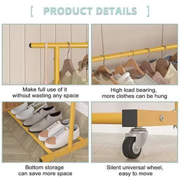 Sywhitta Gold Double Rod Garment Rack for Easy Storage