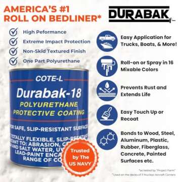 Durabak-18 Non-Skid Boat Deck Paint - Trusted by the US Navy - Non-Slip Marine Liner DIY Floor Paint...