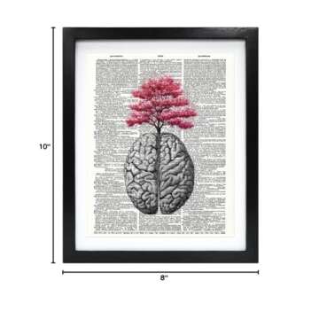 Susie Arts 8X10 Unframed Brain Human Anatomy Flowers Anatomical Brain Medical Science Vintage Dictionary Art Print Home Decor Wall Art SDAP724
