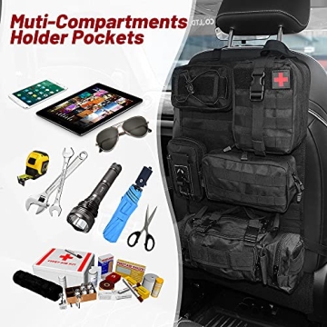 Universal Tactical Vehicle Organizer with Detachable Pouches