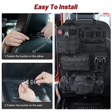 Universal Tactical Vehicle Organizer with Detachable Pouches