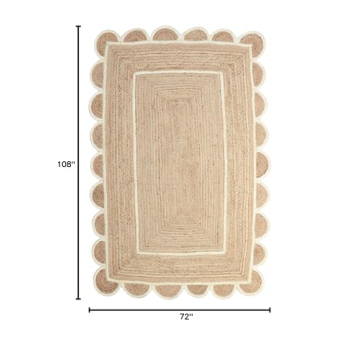 Elegant Weaving Village Scalloped Jute Area Rug 6x9