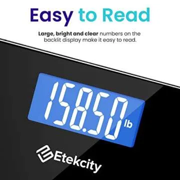 Etekcity Bathroom Scale for Body Weight, Highly Accurate Digital Electronic Weighing Machine for People, LCD Display, Large Size, 6mm Tempered Glass for Safe Home Use, Batteries Included, 400 lbs