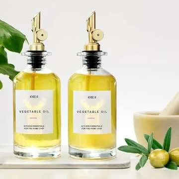 Leaflai Glass Bottle Dispenser for Kitchen, Olive Oil Dispenser Bottle Cooking Gifts