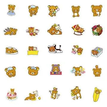 Rilakkuma Stickers 50 Pcs Waterproof,Removable,Cute,Beautiful,Suitable for Boys and Girls in Water Bottles,Phones,Laptop,Guitar,Car,Motorcycle,Cup,Piano,Bicycle,Scooter,Suitcase Vinyl Material.