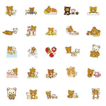 Rilakkuma Stickers 50 Pcs Waterproof,Removable,Cute,Beautiful,Suitable for Boys and Girls in Water Bottles,Phones,Laptop,Guitar,Car,Motorcycle,Cup,Piano,Bicycle,Scooter,Suitcase Vinyl Material.