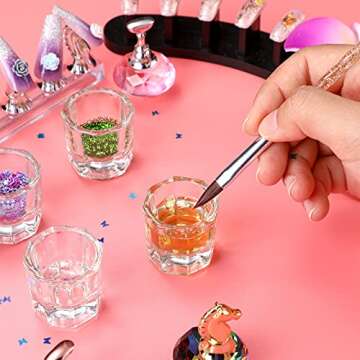 12 Pieces Nail Dappen Dishes Acrylic Nail Monomer Liquid Dishes Nail Glass Cups Powder Dappen Dishes Nail Polish Crystal Bowls Nail Clear Holders for Nail Extension Supplies