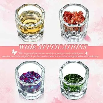 12 Pieces Nail Dappen Dishes Acrylic Nail Monomer Liquid Dishes Nail Glass Cups Powder Dappen Dishes Nail Polish Crystal Bowls Nail Clear Holders for Nail Extension Supplies