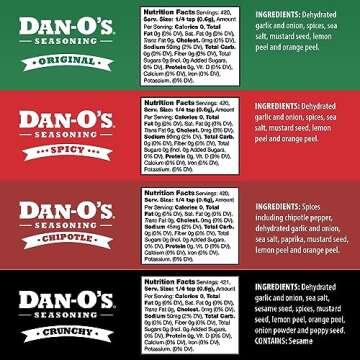 Dan-O's Seasoning Medium 4 Bottle Combo | Original, Chipotle, Spicy, & Crunchy | 4 Pack (8.9 oz)